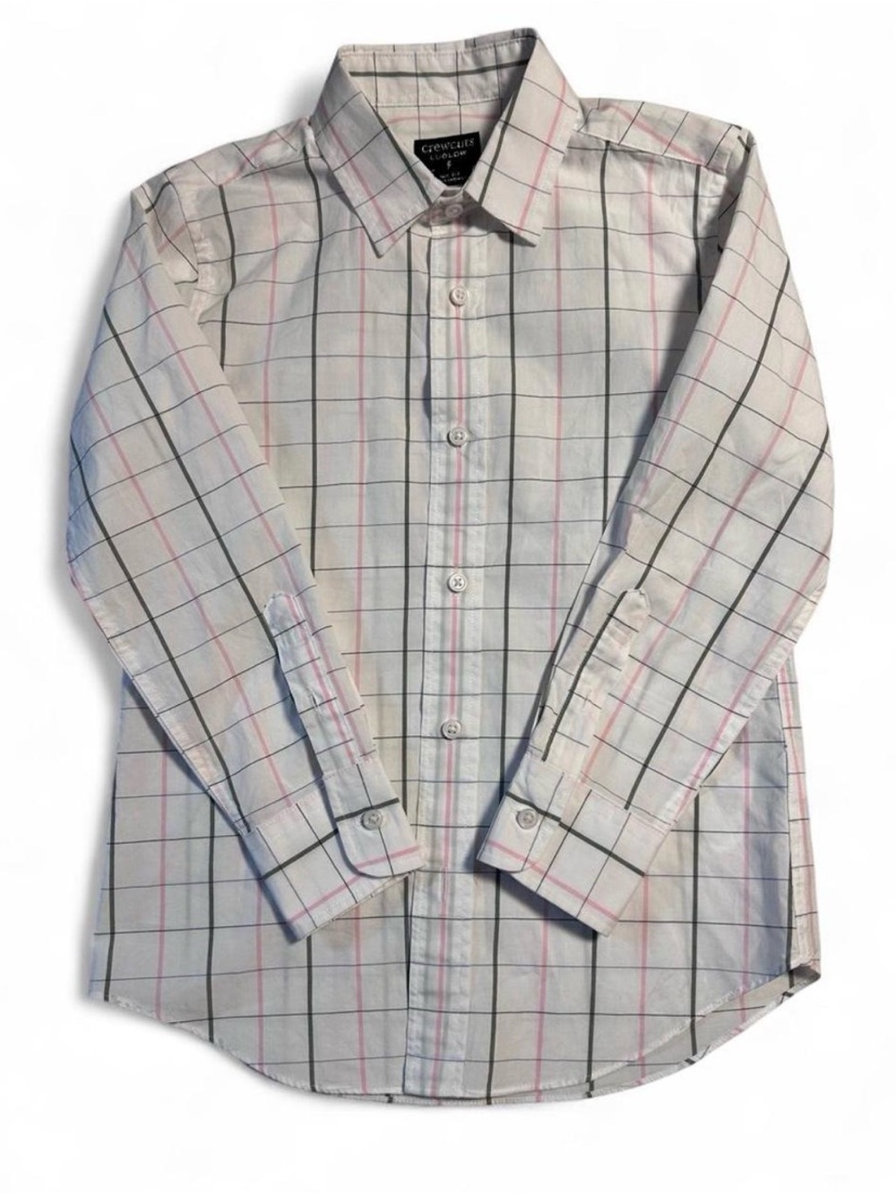 Crewcuts Boys' White Plaid Long-Sleeve Button-Up Shirt - Size 6/7